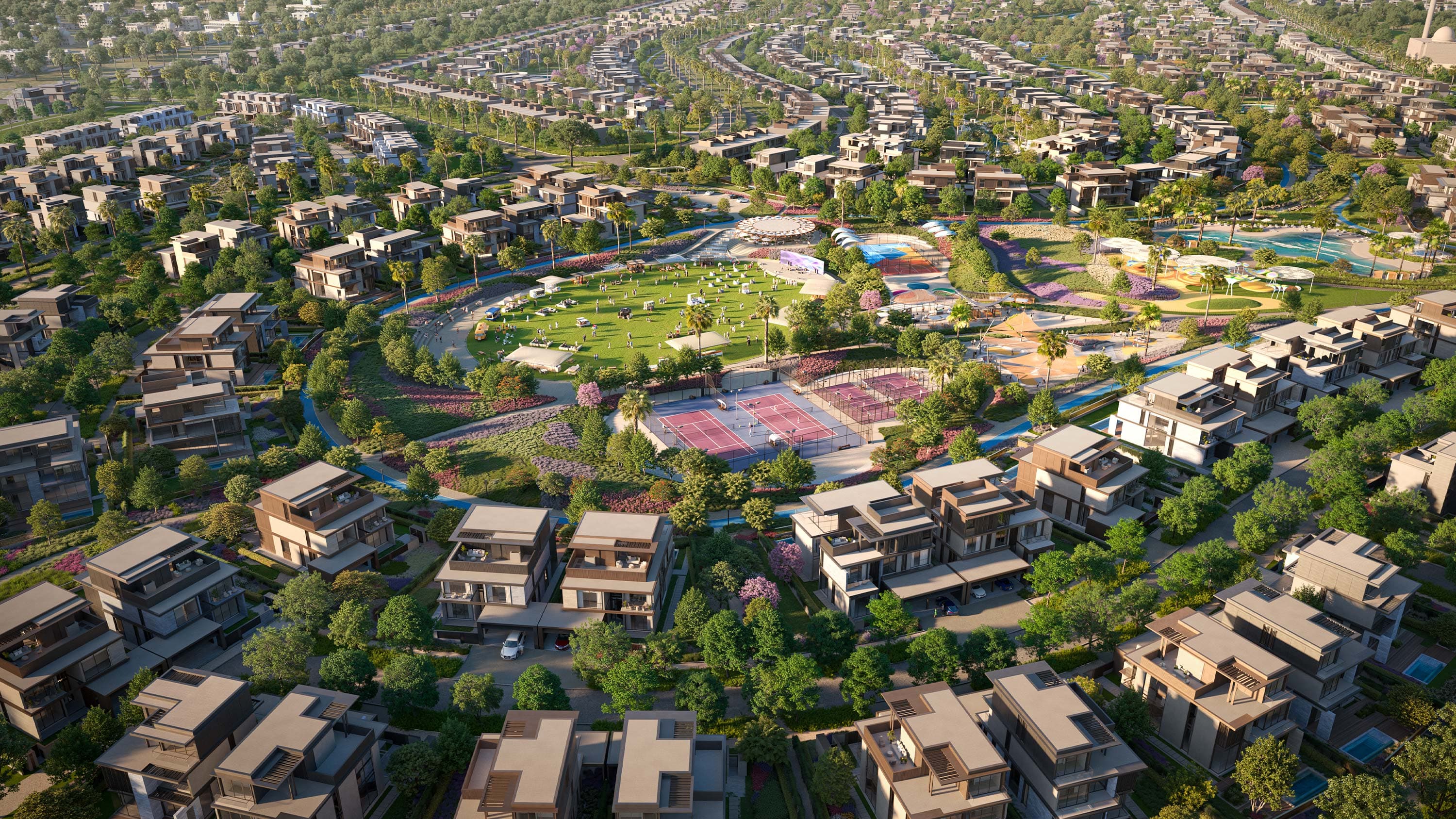 Events lawn and amphitheatre setting at Nad Al Sheba Gardens