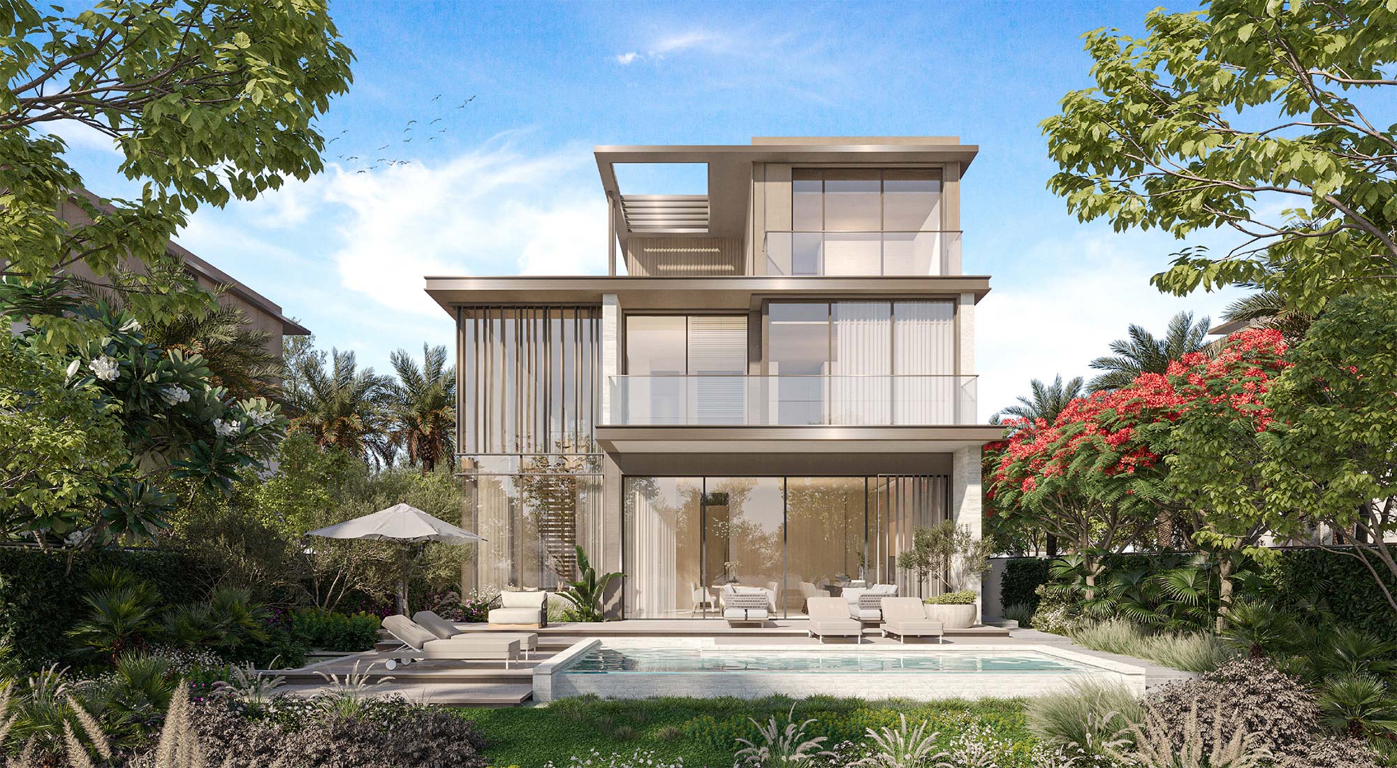 The Line by Meraas 5-bedroom villa exterior at Nad Al Sheba Gardens